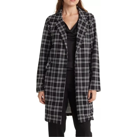 MELLODAY Soft Knit Plaid Topper Coat - Picture 1 of 5